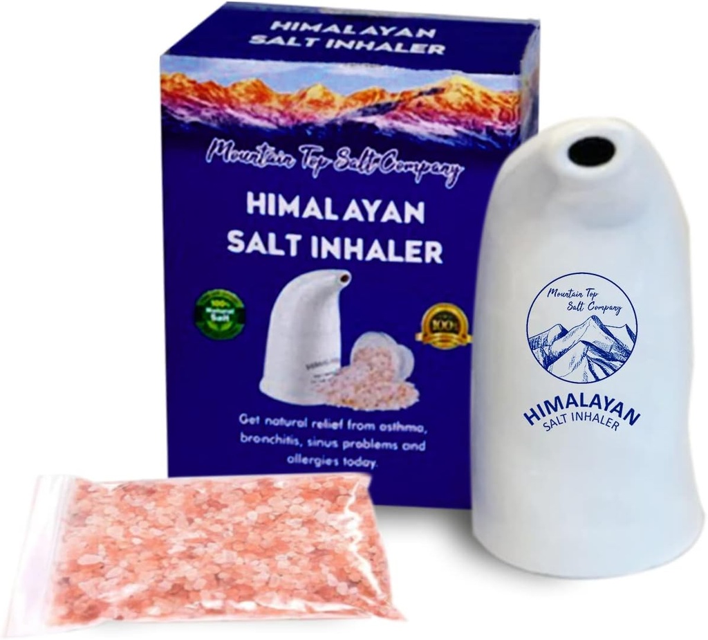 Keraamiline Himaalaja soola inhalaator Himaalaja roosa kristallsoolaga - suurepärane allergia, astma leevendamise ja muude hingamisteede seisundite jaoks - käeshoitav ja kaasaskantav