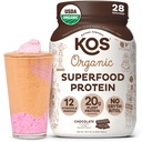 KOS Veganvalgu pulber Erütritoolivaba, šokolaad - orgaaniline hernevalgu segu, taimepõhine supertoit, mis on rikas vitamiinide ja mineraalide poolest - Keto, piimavaba - toidu asendamine naistele ja meestele, 28 serveerimist