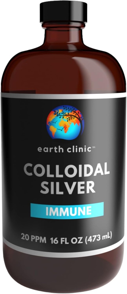 Maa kliinik ® kolloidhõbe 20 PPM, 16oz (473 ml), suur merevaigukollane klaaspudel - immuunsuse tugi