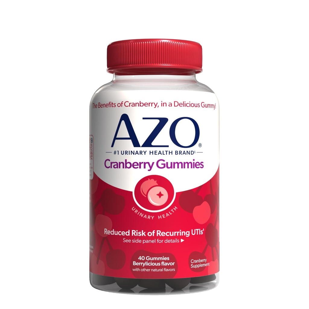 AZO Cranberry Kuseteede Tervis Gummies Toidulisand 2 Gummies = Klaasist Jõhvikamahl aitab puhastada Kaitsta Looduslikku Marjarikast Maitset Gummies, Non-GMO, 40 Count