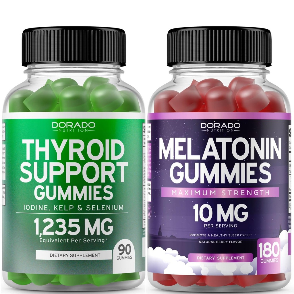 Kilpnäärme toetus naistele ja meestele (90 Gummies) tugisammas - maitsev õunamaitse - täiskasvanute melatoniinkummid (180 loend) - kiire lahustamine Melatoniin 10mg Gummies - Non GMO, Vegan & USA Made