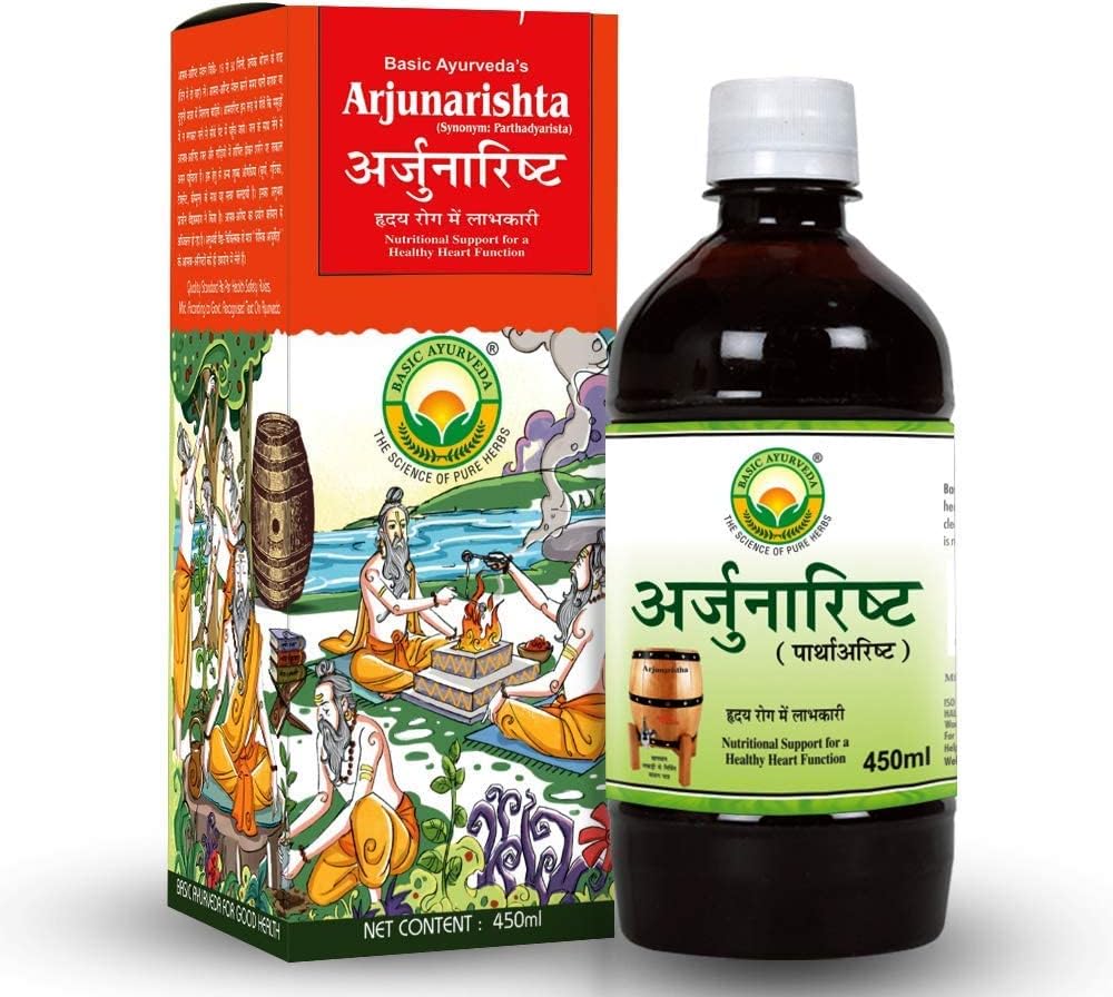 Aus Ayurveda Arjunarishta siirup | 450 ml | Hüpertensioon | Rindkere probleem | Kolesterooli taseme säilitamine | Taimne südametoonik | Mao tervise parandamine