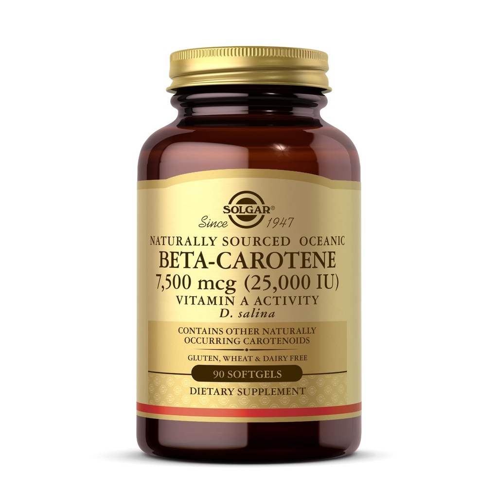 Solgar Oceanic Beta-Carotene 25 000 RÜ - 90 Softgels - võimas antioksüdant - 100% looduslik pro-vitamiin A - gluteenivaba, piimavaba - 90 Servings