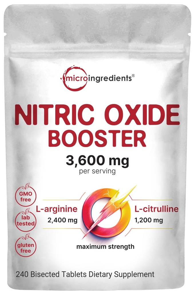 Lämmastikoksiidi täiendused meestele ja naistele 3600 mg, 240 Bisected Tablets | 80 Servings | Max Tugevus L-arginiin & L-tsitrulliin | Lihaskude, vereringe ja südame tervise tugi