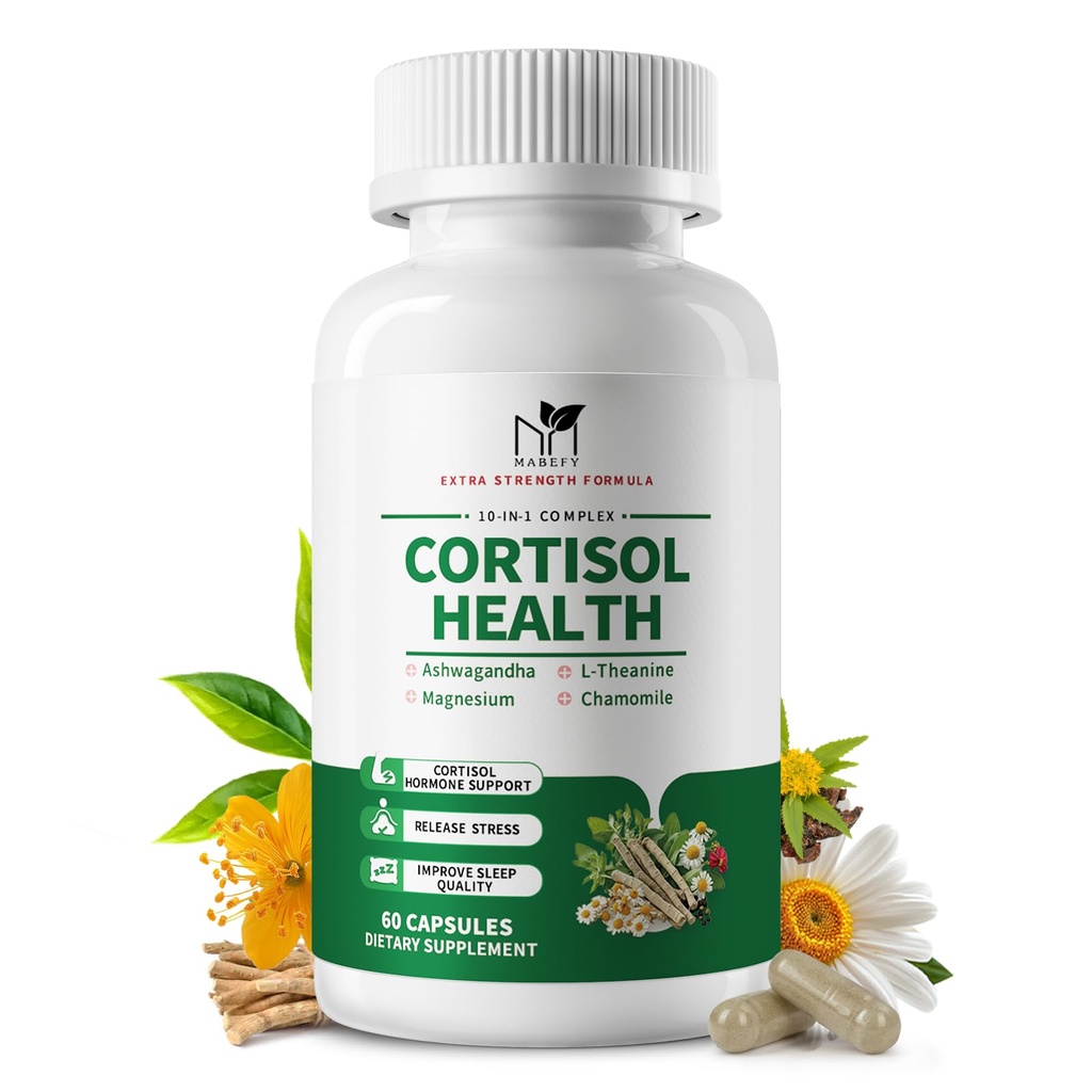 Kortisooli täiendused naistele / meestele - 10 in 1 kortisooli haldur vähendaja Madalam Detox tasakaal magneesiumi, ashwagandha, L-Theanine stressi, une, rahu, meeleolu tugi - 60 kapslit 30 päeva