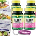 Valik Bundle Spring Valley Biotin Softgels 1000mcg Dietary Supplement juuste naha küüned Tervis 150 Ct 4 pk (600 kokku) + Vitamiini juhend ja pillide konteiner (6 üksust)!