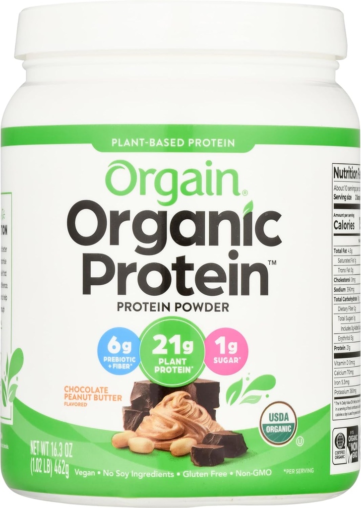 Orgaaniline veganvalgu pulber, šokolaad maapähklivõi - 21 g taimset valku, madala netosüsivesikuid, mitte piimatooteid, gluteenivaba, laktoosivaba, suhkrulisandita, sojavaba, Kosher, 1,02 naela