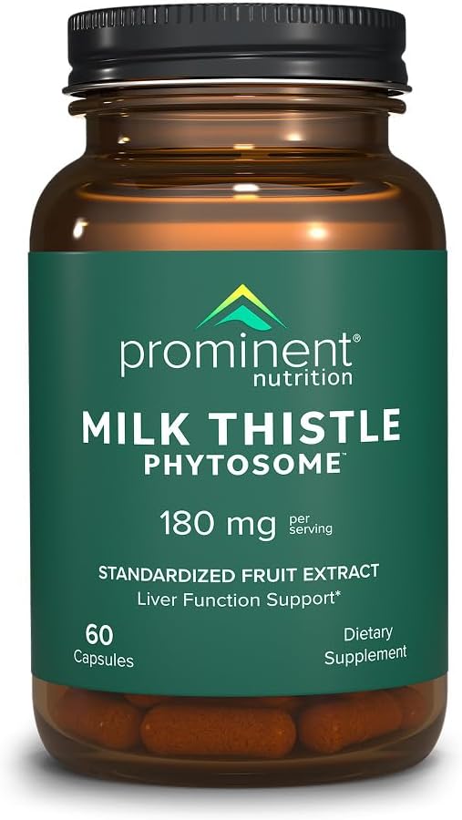 Silmapaistev Toitumine Piimaohakas Fütosoom, Kliiniliselt Uuritud Silifos Piimaohaka Ekstrakt Maksafunktsioonile, Detox ja Puhastustoetus, Standarditud 29% Sülibiinile, 180 mg, 60 kapslit -1 Pack