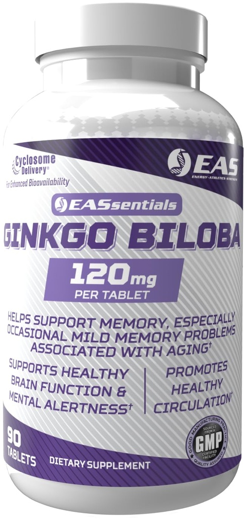 EAS Eksperimentaalsed ja rakendusteadused Ginkgo Biloba 120mg | Toetab aju funktsiooni ja mälu | Flavonoidide ja terpenoidide kõrge tase | Parem imendumine tsüklosoomi manustamisega | 90 tabletti