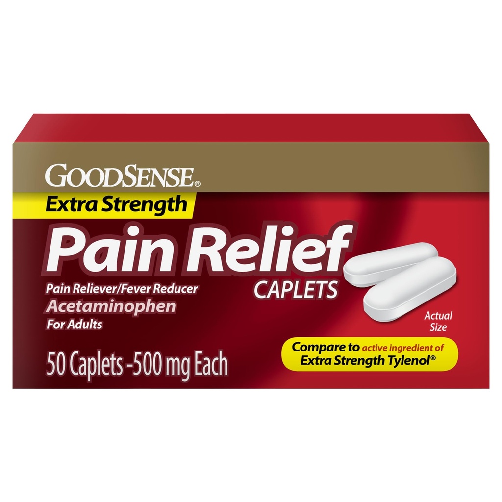 GoodSense Extra Strength Pain Relief , Acetaminophen Caplets , 500 mg , 50 Count