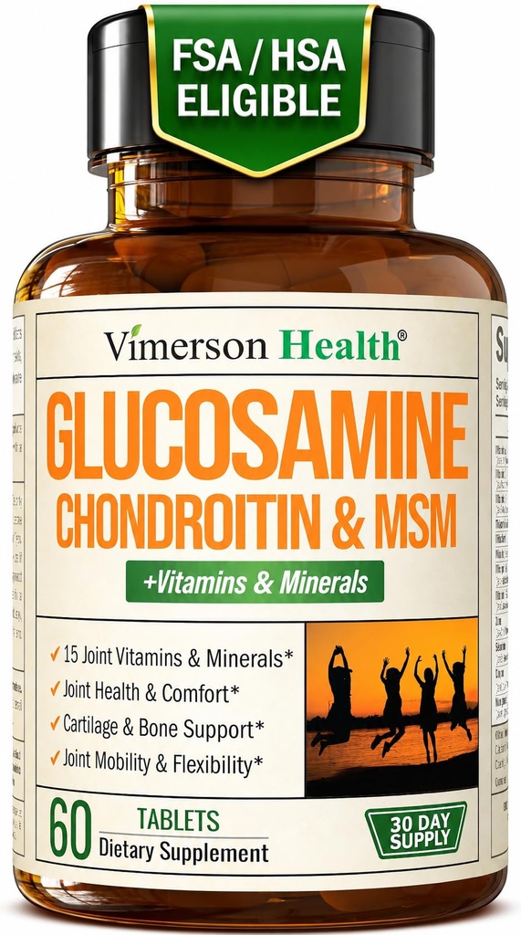 Glükoosamiin Chondroitin MSM Supplement – Advanced Joint Supplements for Men and Women w / Glükosamiini Sulfate 1000mg, Kondroitiin Sulfate & MSM, Vitamiin B12 ja rohkem Joint Health – FSA Abikõlblikud