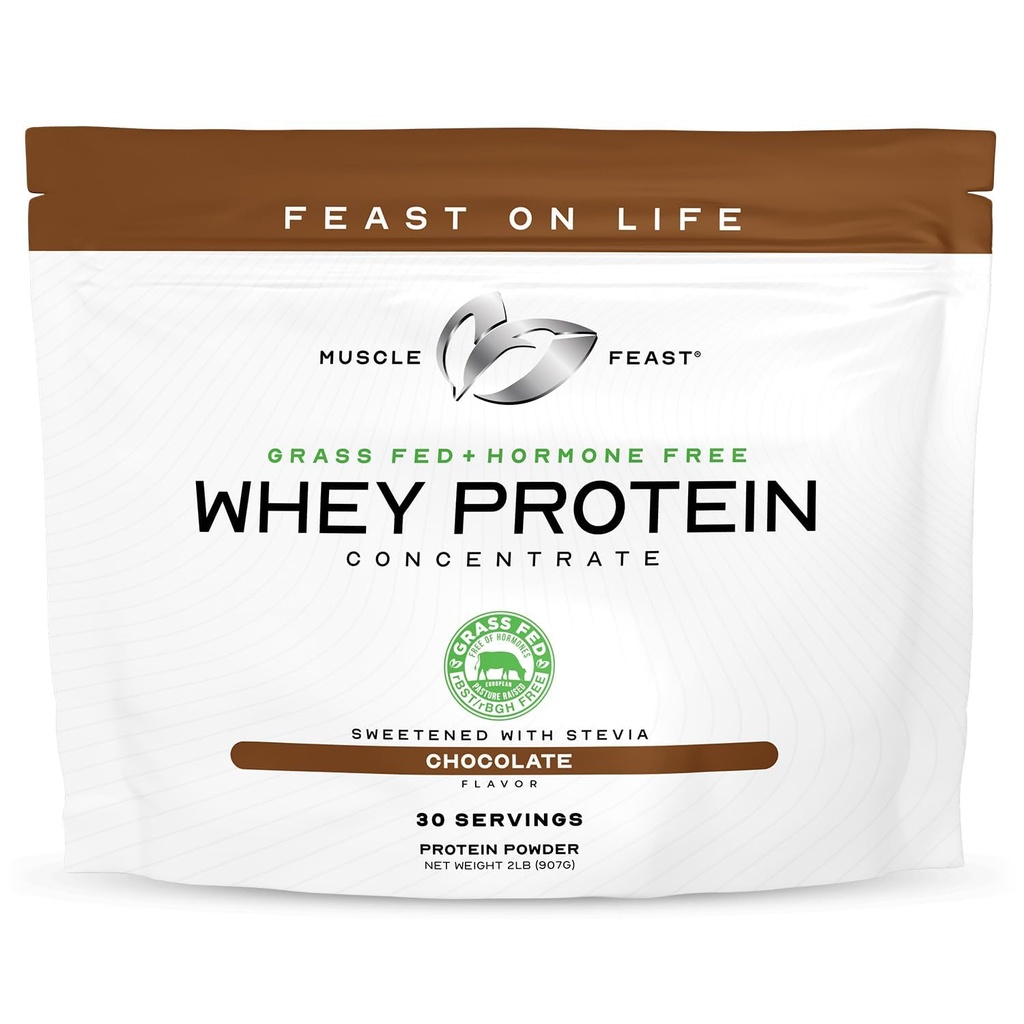 Muscle Feast Grass-Fed Whey Valgu Kontsentraat Pulber, Kõik Looduslikud, Hormoonivabad Karjamaa Tõsta Vadakuvalgu Pulber Naistele Ja Meestele, Puhas, Mitte-GMO & Gluteenivaba Vadaku Kontsentraat - Šokolaad, 2lb