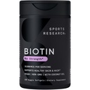 Sport Research® Biotin 10 000 mcg orgaanilise kookosõliga - Biotiin (vitamiin B7) tervisliku naha ja juuste toetamiseks * - naistele ja meestele - Vegan, GMO, Gluteen ja sojavaba - 120 Veggie Softgels