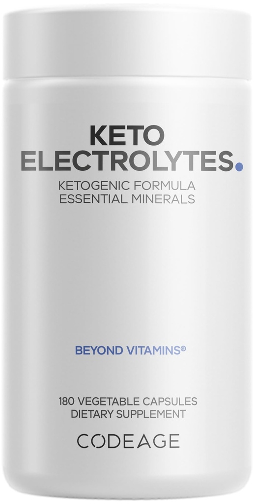 Kodegia Keto Elektrolüütide Täiendus - Vegan Elektrolüütide Tahvelarvutid w Magneesium, Kaalium, Kaltsium Ja Sool - Elektrolüütide Pulber Sool Pillid Ja Joogi Hüdraadilisandid - Mitte-GMO Keto Dieet - 180 Kapslit