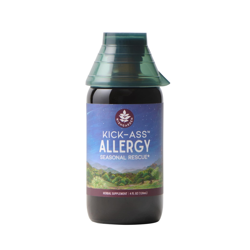 WishGarden Maitsetaimed Kick-Ass Allergia - Taimepõhine mitteuimastav Taimne Allergia Täiendus Nõgese Lehte, Echinacea ja Yerba Santa, toetab tervislikku histamiini vastust hooajalistele ärritajatele, 4oz