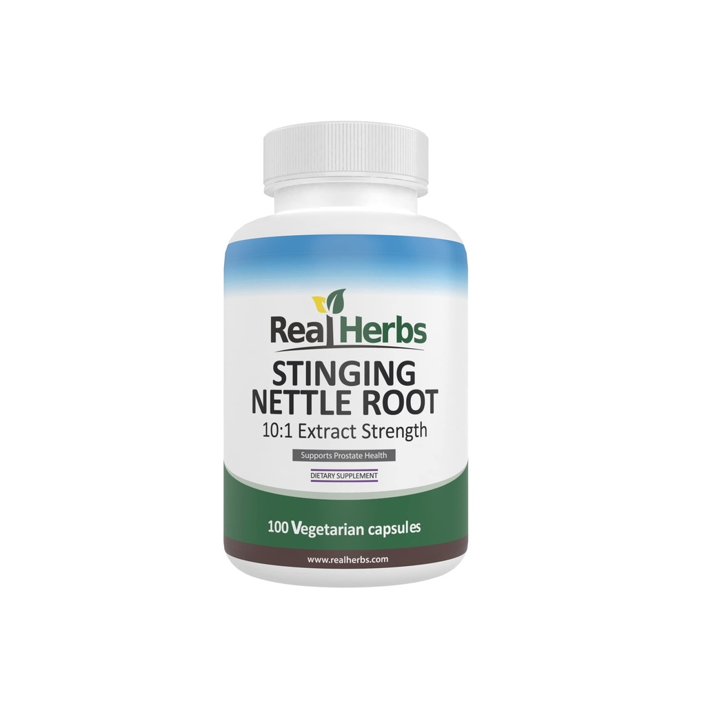 Real maitsetaimed Sting Nettle Root Extract 7500mg (750mg 10: 1 ekstrakt) - Taimetoit Sõbralik, mitte-GMO, gluteenivaba - toetab eesnäärme ja kuseteede tervis - 100 kapslit