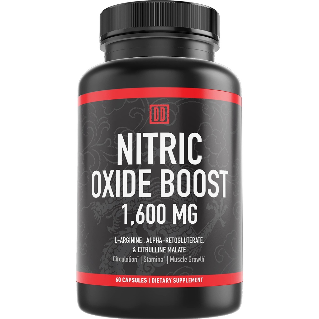 Lämmastikoksiidi võimendaja täiendus, 1600mg ekstra tugevus L-arginiin, tsitrulliinmalaat ja alfa-ketoglutaraat (60 loend, 1 pudel)