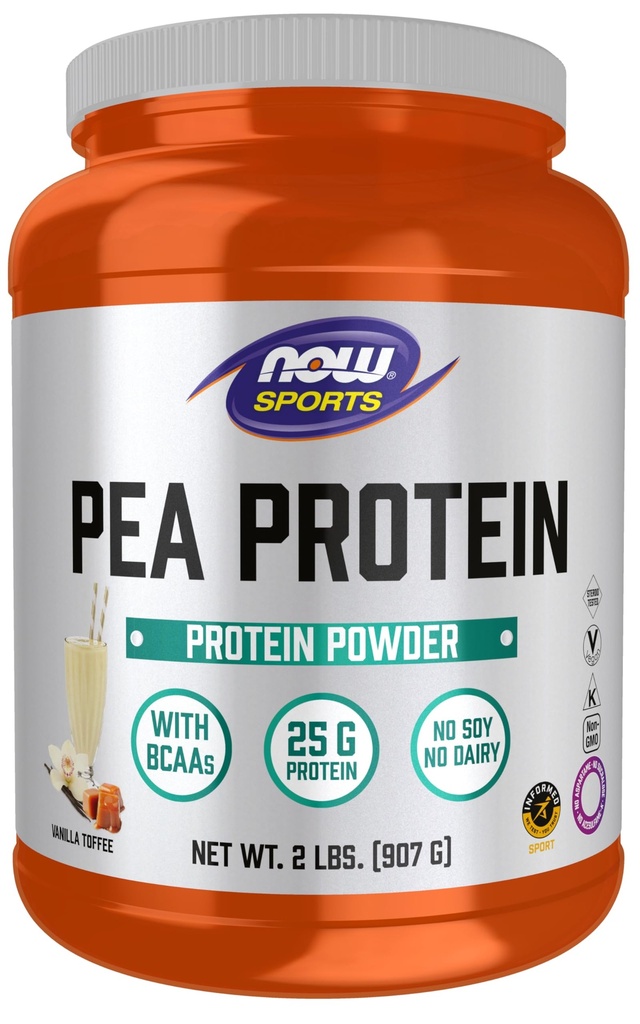 NOW Foods Sport Nutrition, hernevalk 25 g koos BCAA-dega, kergesti seeditav, Vanilla Toffee pulber, 2- nael