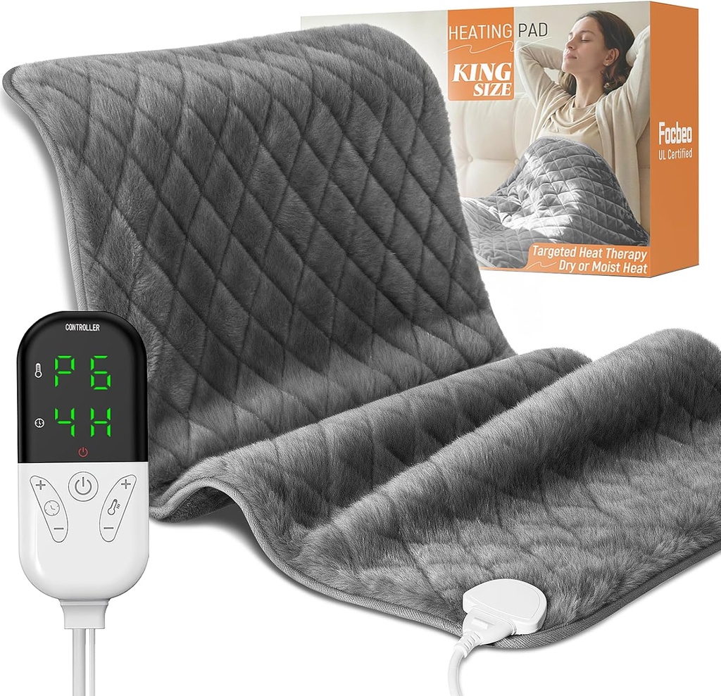 Elektrikütte padi perioodi krampide jaoks - 35 "x20" XL Suured köetavad padjad seljale, kaelale, õlale ja jalgadele Valu leevendamine, niiske soojusvõimalus, masinapesu, 6 soojusseadet, automaatne väljalülitamine, pehme tall
