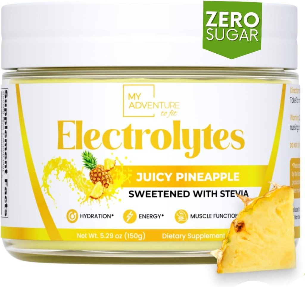 Minu seiklus, et sobitada nullsuhkrut - ananassi elektrolüütide pulber - kofeiinivaba energia kõigi looduslike koostisosadega - Vegan, Keto & Paleo - suhkruvaba elektrolüütide hüdratsioonijoogi segu - 37 serveerimist