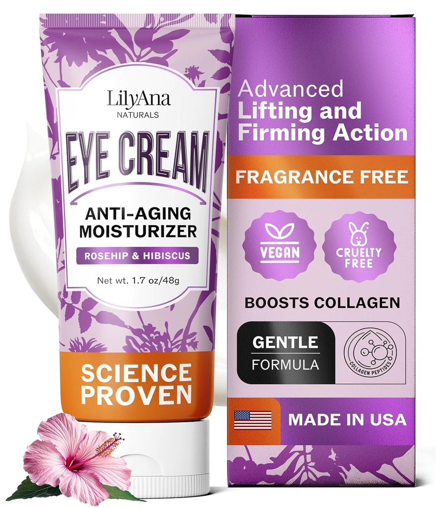 LilyAna Naturals Eye Cream Dark Circles and Puffiness, Under Eye Cream kortsud ja kotid, Anti Vananemine - aitab parandada kuivust; Tundlik nahk - 1,7 oz - valmistatud USAs