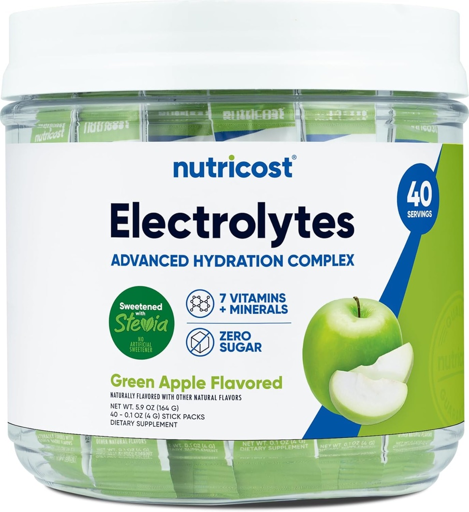 Nutrikost Elektrolüütide Kompleks, Roheline Õun Maitsestatud, 40 Stickpacks - Advanced Hydration Complex