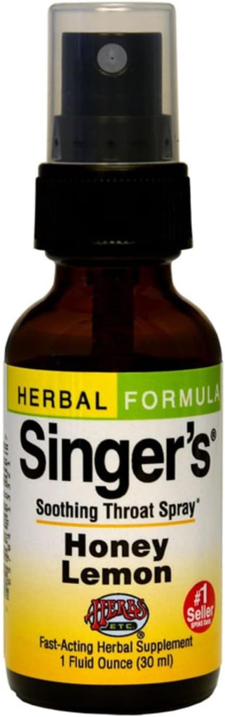 Maitsetaimed Etc. Singer's Saving Grace Honey Lemon - Herbal Remedy for Throat Comfort - rahustav, niisutav tugi lagritsaga - alkoholipõhine - 1 fl oz (75 Servings)