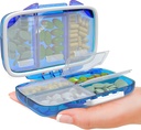 Travel Pill Korraldaja - Niiskus Tõestus Kaasaskantav Vitamiin Hoidja 7 Kompaktne Täiendusjuhtum Purse Essential Medicine Kit fot Reisimine Pocket Apteek Sildid, Sinine