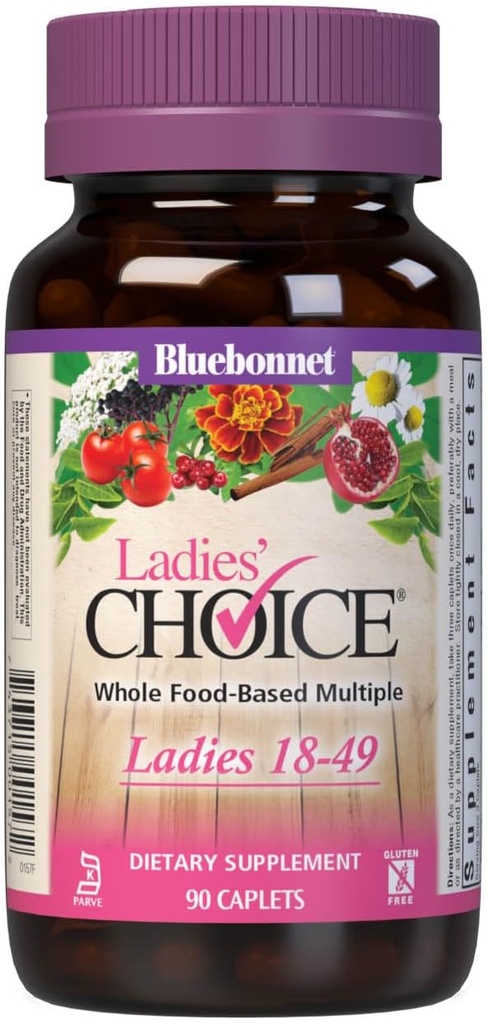 Bluebonnet Nutrition Ladies' Choice Whole Food Based Multiple for Women 18-49, 90 Count Purple/Pink