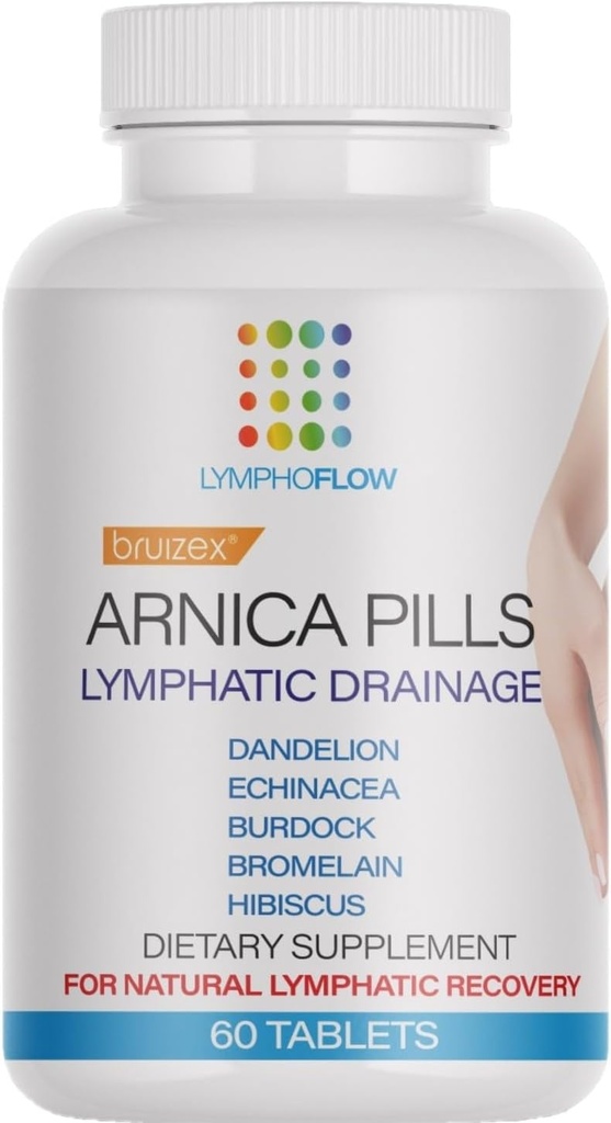 Bruizex Arnica Pills Post Operatsioonijärgne taastumine sinikate, turse ja lümfi eritise, lipedeemi, lümfödeem & BBL, fibroosiravi, kasutamine Masssager Tool, Massage Oil & Lipofoam, 60 tabletti