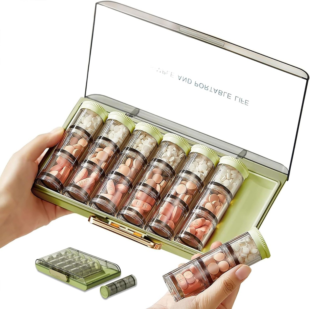 3 korda päevas Pill Korraldaja 7 päeva, Suur Iganädalane Pill Korraldaja, Iganädalane Pill Box 7 Eraldi konteinerid, Portable Daily Medicine Planner Juhtum meditsiini Vitamiin Kalaõli Lisa (roheline)