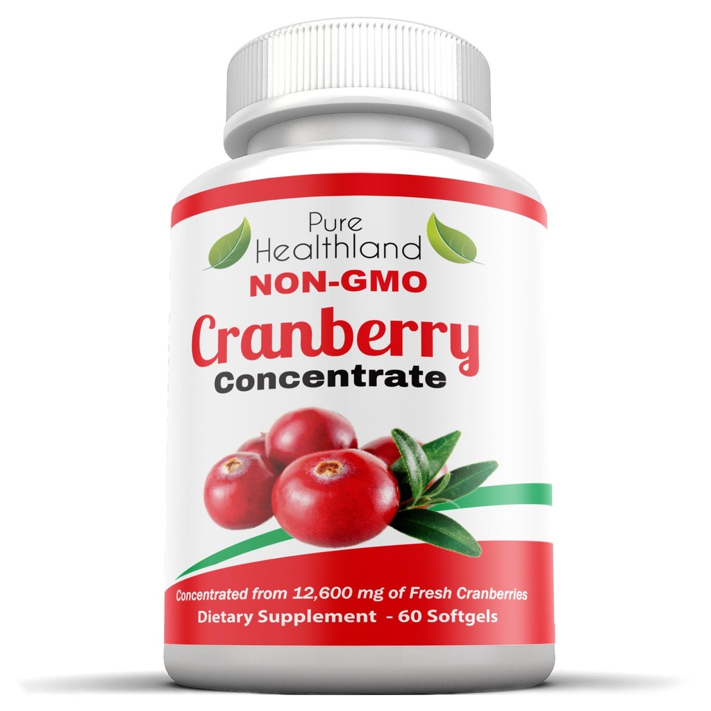Mitte-GMO Cranberry kontsentratsioon alates 12 600mg - kolmekordne tugevus Softgels - lihtne neelata pillid meestele ja naistele, 1 pudel