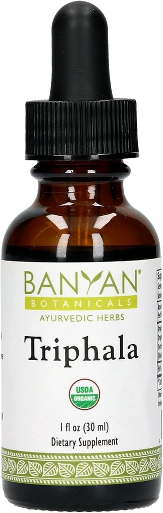 Banyan Botanicals Triphala Vedel Taimne ekstrakt – Orgaaniline Triphala ekstrakt Amla, Haritaki & Bibhitaki – Daily Detox, Regularity & Rejuvenation * – 1oz. – Mitte-GMO Jätkusuutlikult Allikas Vegan