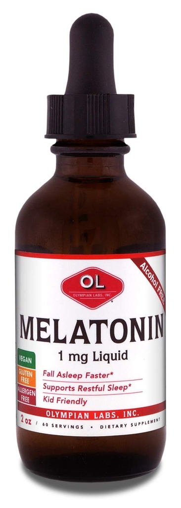 Olümpialaborid Vedel melatoniin 1mg, 2 Ounce, Langevad Magama loomulikult, alkoholivaba