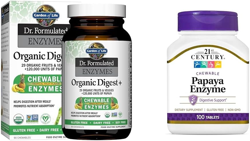 Eluaed Dr formuleeritud seedeensüümid Papain, Bromelain ja 21. sajandi Papaya Enzyme näritavad tabletid, troopilised, 100 krahv