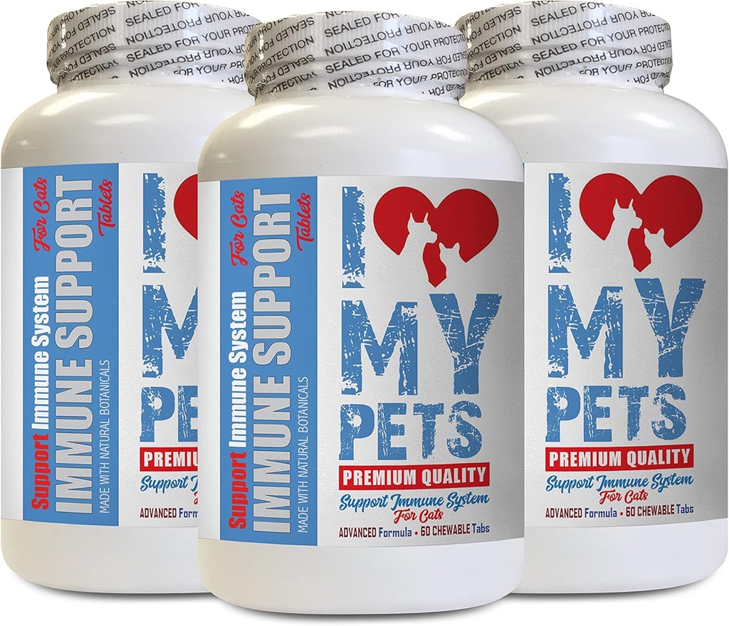 I LOVE MY PETS LLC Heart Health for Cats - CAT Immune Support - Booster - Tervislik täiendus - kassi kurkum - 180 ravi (3 pudelit)