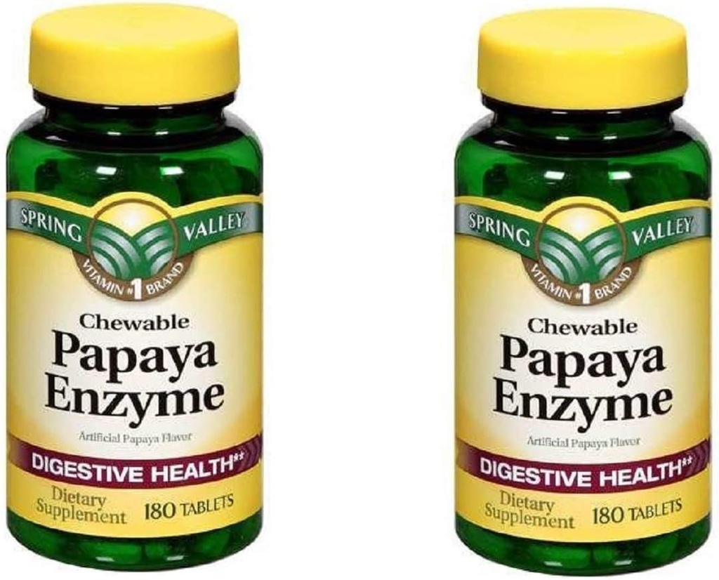 Spring Valley Papaya Enzyme, 180 närimistabletti (2 pakendit)