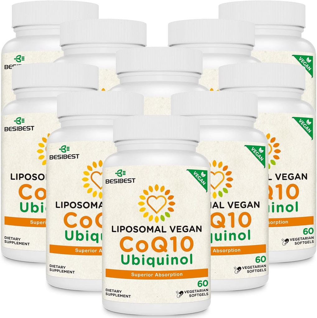 1000mg Liposomal CoQ10 Ubikinol, 600 Vegan Softgels, High Absorption Ubikinol CoQ10 Supplement, Active Antioxidant Form of Coenzyme Q10 for Heart Function & Energy Production