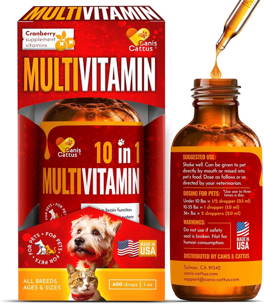 Vitamiinid koertele | Kassi vitamiinid | Vedel multivitamiin koertele | Multivitamiin kassidele | Puhas koostisosa | 1 oz