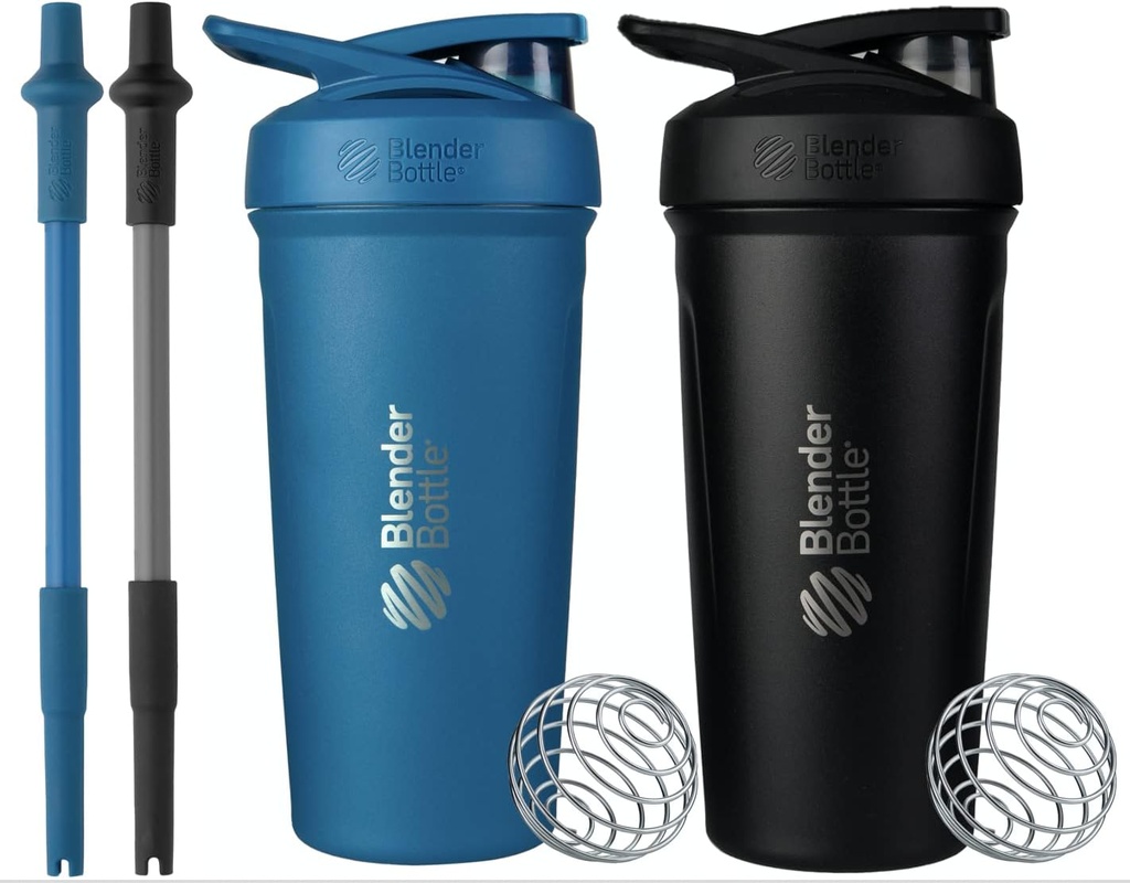 BlenderBottle Strada Shaker Cups Silicone Straws, (2 24-Ounce pudelid ja 2 Straws)
