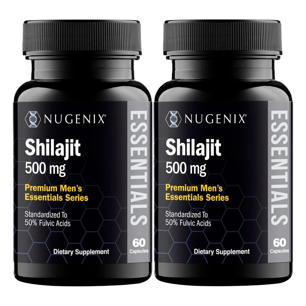 Nugenix Essentials Shilajit kapslid täiendus - 500mg, standardiseeritud 50% Fulvic happed, 120 kapslit