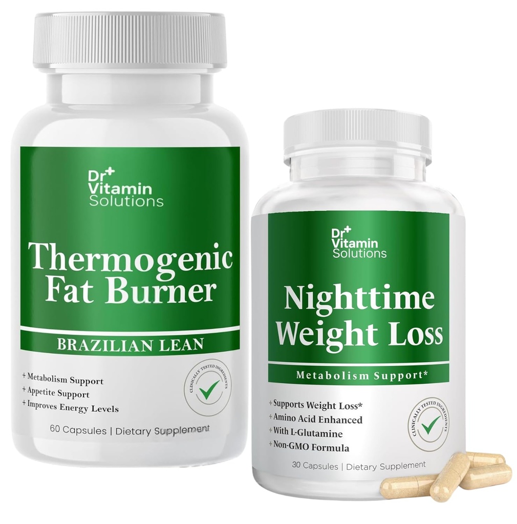 DR VITAMIN LAHENDUSED Termogeenne rasvapõletaja & öine kehakaalu langetamise tabletid naistele, vöökoha trimmer & täiendused puhumiseks naistele ja meestele, 120 kapslit