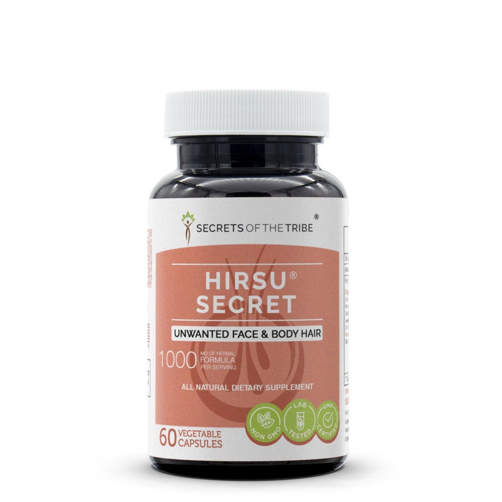 Hirsu Secret 60 kapslit, 1000 mg, Saw Palmetto, Black Cohosh, Vitex, Spearmint, Lavendel, Roheline tee. Soovimatud näo- ja kehakarvad (60 kapslit)