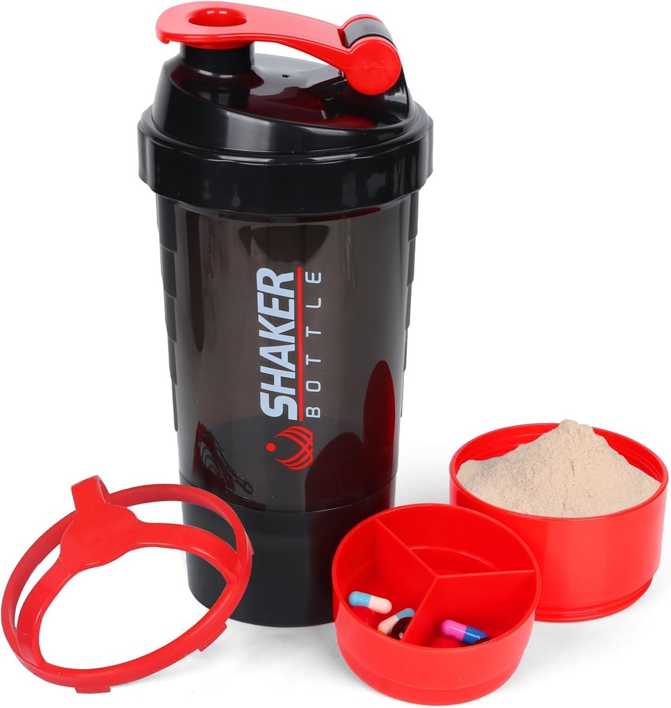 XTK Shaker Bottle 16OZ Protein Shaker pudelid Mix Ball Portable Sport Veepudeli Lekkimine Tõend GYM Cup Valgusegud ladustamise ja pillide Korraldaja, Ideaalne Pre Workout, BPA Free (Punane)