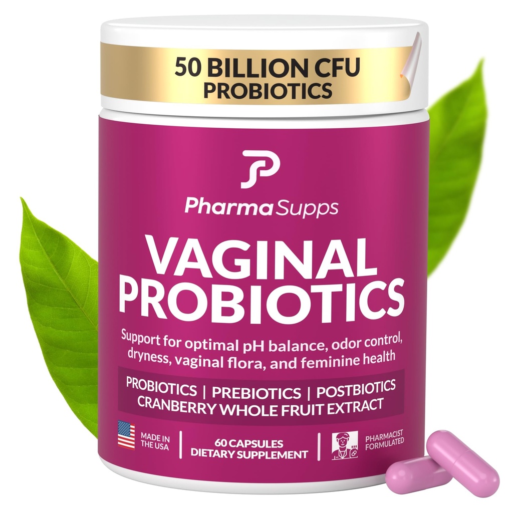 Naiste probiootikum vaginaalseks terviseks | 50 miljardit CFU koos probiootikumide, prebiootikumide, postbiootikumide ja Jõhvikaga pH tasakaalu, UTI toetuse, pärmi, soolestiku tervise, lõhna, kuivuse ja naiseliku mugavuse jaoks