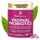 Naiste probiootikum vaginaalseks terviseks | 50 miljardit CFU koos probiootikumide, prebiootikumide, postbiootikumide ja Jõhvikaga pH tasakaalu, UTI toetuse, pärmi, soolestiku tervise, lõhna, kuivuse ja naiseliku mugavuse jaoks