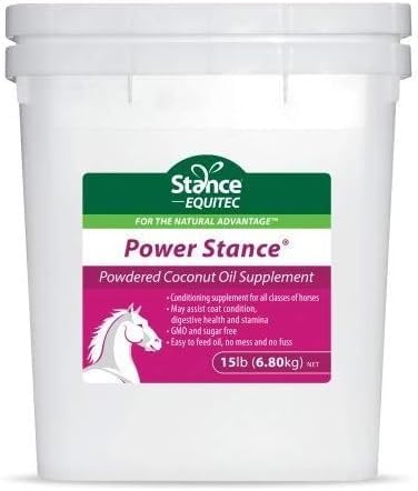 Stance Power Puldered Coconut Oil Horse Supplement - Võib Toetada Coat Seisund, Seedetrakti Tervis ja vastupidavus, GMO & Sugar Free - 15 naela