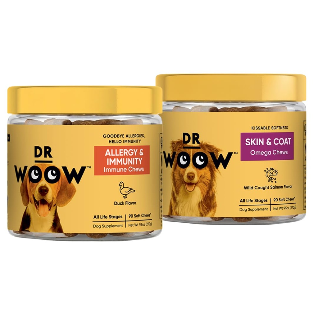 Pre, Pro, PostBiotic+ Lõhe Nahatervise Pehme Chew Supplement Bundle - Koera Vitamiinid, Tsink, Biotiin, Probiootikumid, Omega 3 Kalaõli ja Wild Alaska Lõheõli, Cure Itchy Nahk