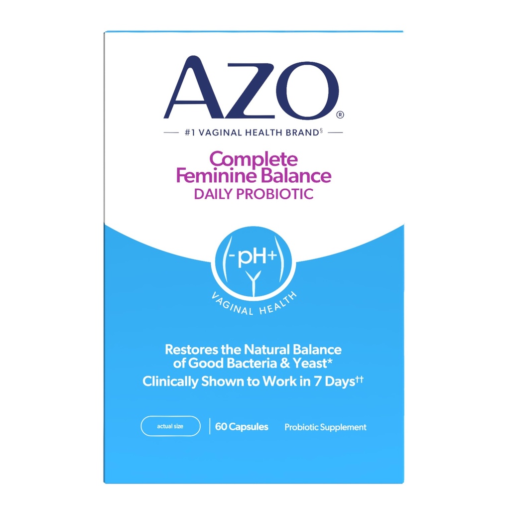 AZO Complete Feminine Balance Probiootikumid naistele, kliiniliselt tõestatud, et aidata kaitsta vaginaalset tervist, aitab tasakaalustada pH-d ja pärmi, mitte-GMO, 60 loend